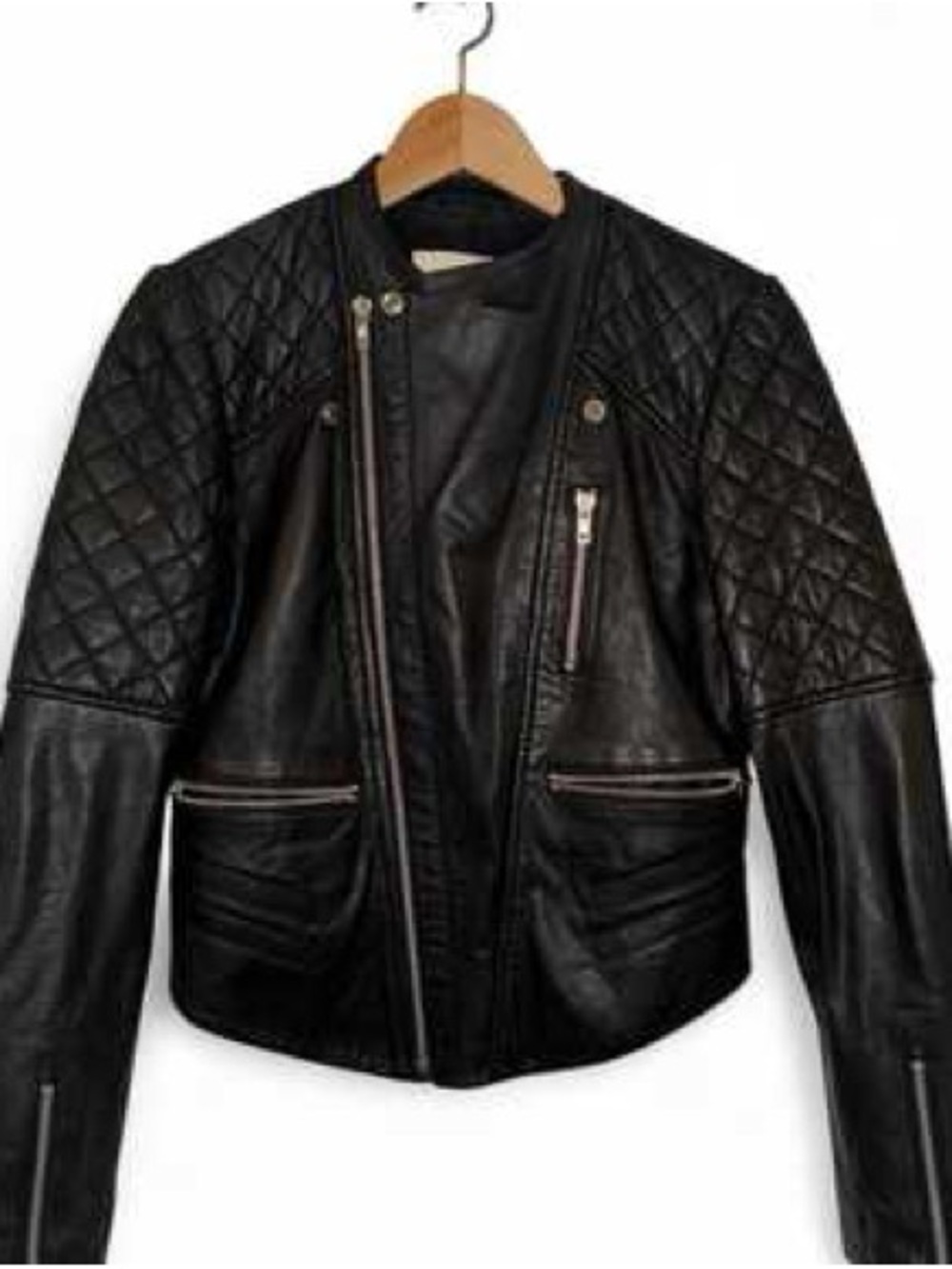Walter Baker Black Quilted Leather Moto Jacket - Women